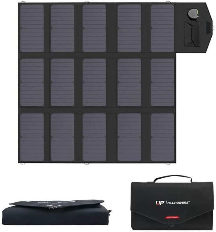 ALLPOWERS Portable Solar Panel 100W (Dual 5v USB with 18v DC Output) Monocrystalline Solar Charger Foldable Solar Panel for Laptop, Generator, 12v Car, Boat, RV Battery