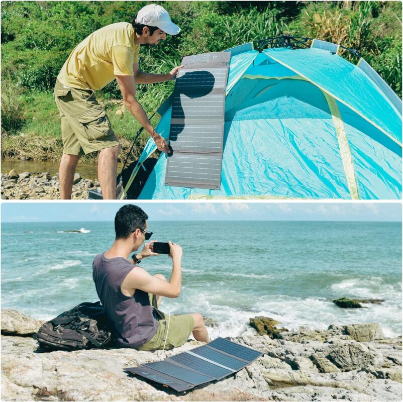 BigBlue 150W Portable Solar Panels(24V/6.26A), IP68 Waterproof, SolarPowa150 ETFE Foldable Solar Panel Charger with Kickstands, Compatible with Jackery/Anker/dewalt/Bluettie/ECOFLOW Power Stations