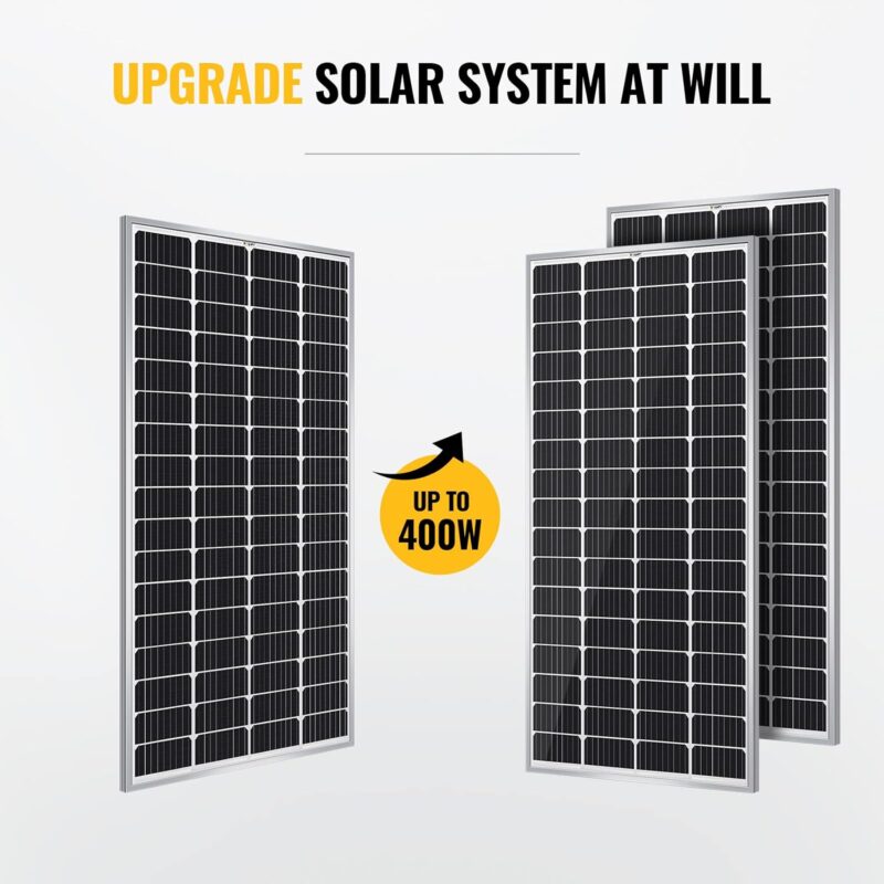 BougeRV 200 Watt Solar Panel Starter Kits, 9BB Mono Include 30A 12V/24V PWM Negative Ground Solar Controller, Solar Cables, and Mounting Z-Brackets for Off-Grid Life and Camping (200W*1)
