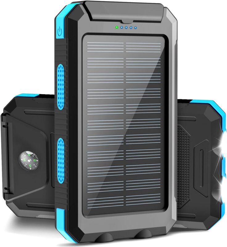 ERRBBIC Solar Power Bank Portable Charger 38800mah Waterproof Battery Backup Charger Solar Panel Charger with Dual LED Flashlights and Compass for All CellPhones, Tablets, and Electronic Devices