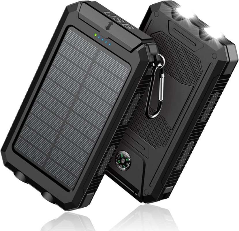 Feeke Solar-Charger-Power-Bank - 36800mAh Portable Charger,QC3.0 Fast Charger Dual USB Port Built-in Led Flashlight and Compass for All Cell Phone and Electronic Devices(Deep Orange)