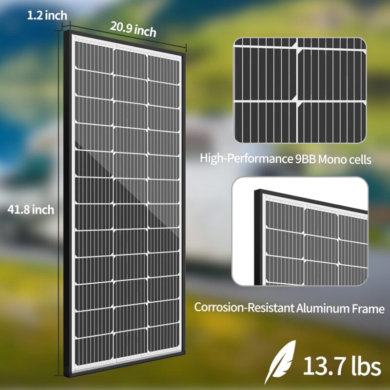 JJN 200 Watt Solar Panel Kit 12V Monocrystalline Solar Panels with 30A PWM 12V/24V Charge Controller 2 Pair Solar Panel Cables Connectors Brackets for RV Boats Trailer Marine Home Off-Grid System