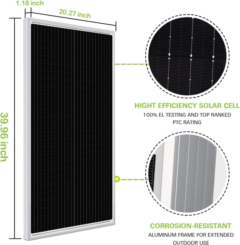Weize 200W 12 Volt Solar Panel Starter Kit with 30A PWM Charge Controller, High Efficiency Monocrystalline PV Module for Home, Camping, Boat, Caravan, RV and Other Off Grid Applications